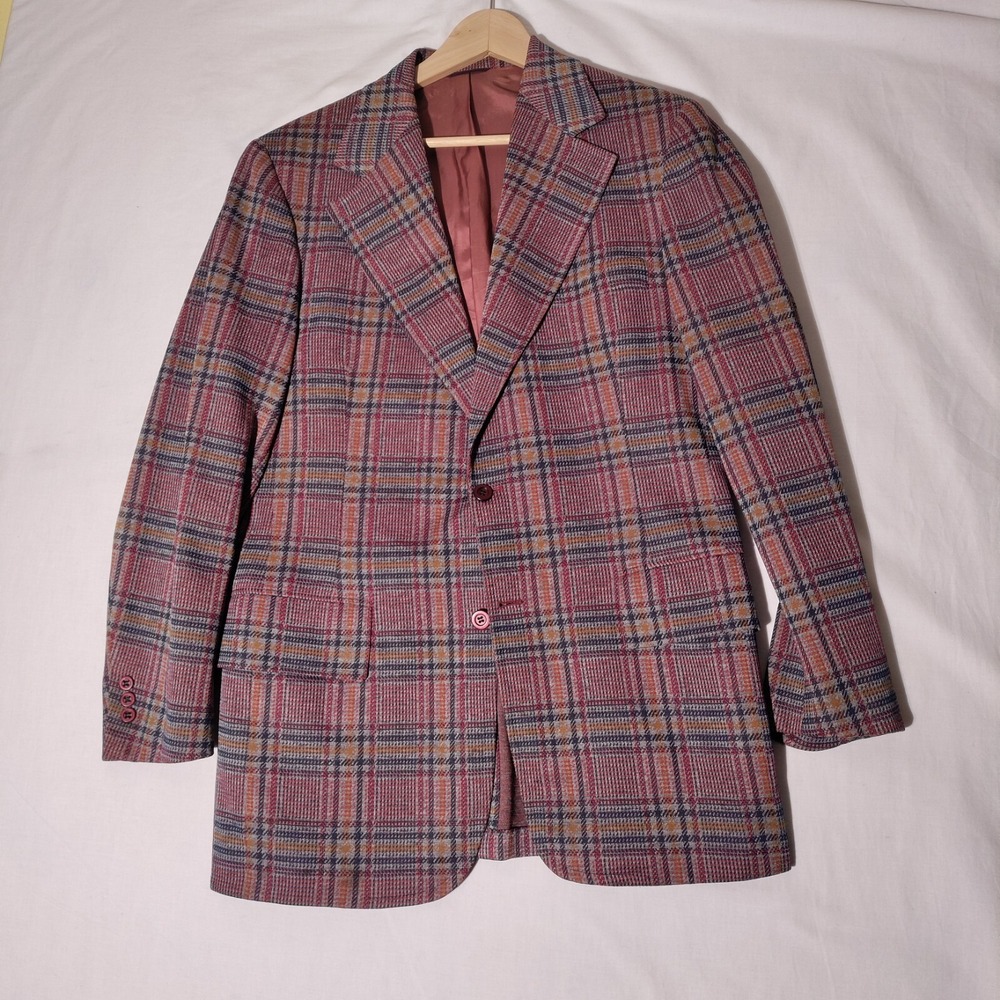 Plaid Multicolor Suit Jacket Blazer Vtg 1960s Wayzata M INN. Chest 41" Imperfect